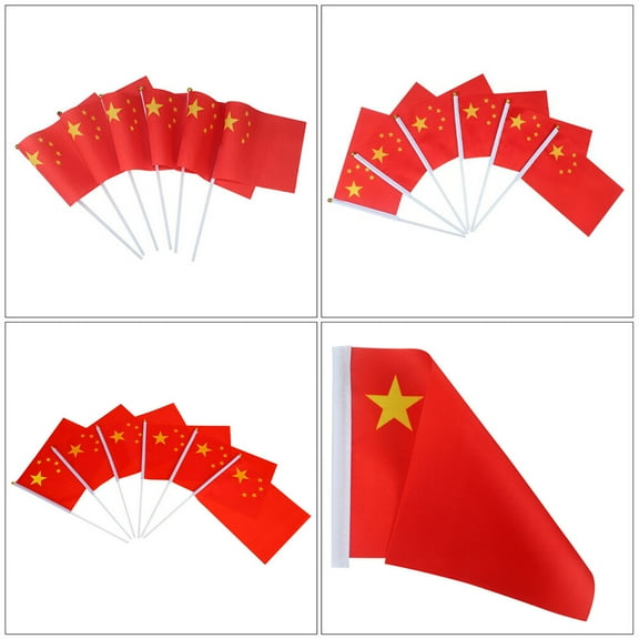 DINHEAROM Miniature Flags 50Pack Chinese National Flag Red Handheld For Parades 14x5.5in