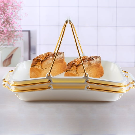 DINHEAROM Multi Functional White Bread Serving Tray with Handle for Home and Party Use