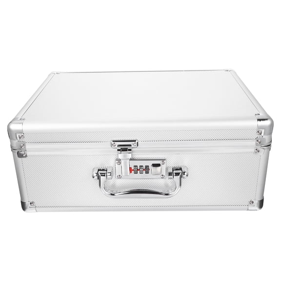 DINHEAROM Plated Silver Aluminum Alloy Storage Case with Lock for Business Files and Jewelry