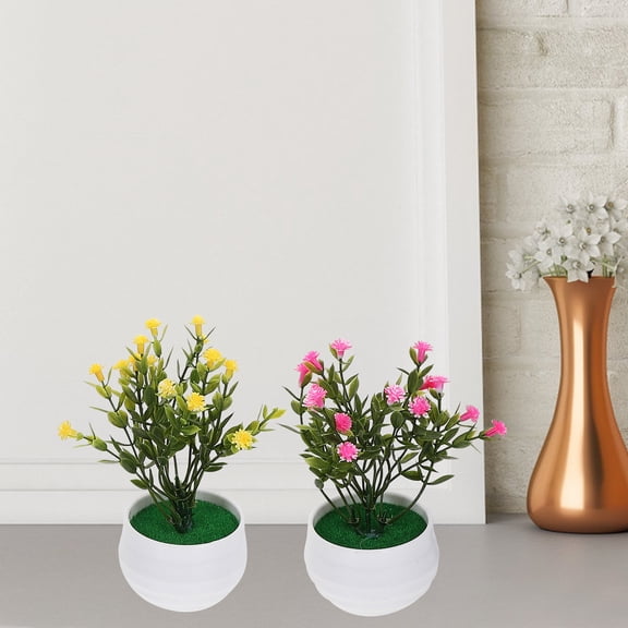 DINHEAROM Purple Miniature Artificial Plants 4Pcs Tabletop Decoration Realistic Design