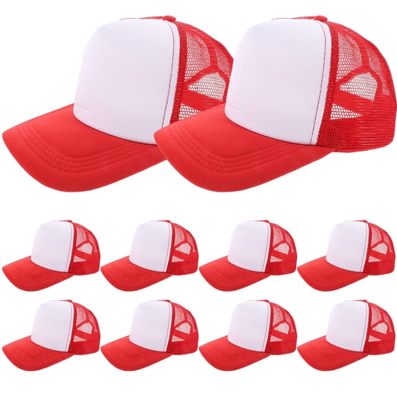 DINHEAROM Red Sponge Sublimation Baseball Caps for Men, 10-Pack, Ideal for Daily Wear, Fishing, Outdoor Activities