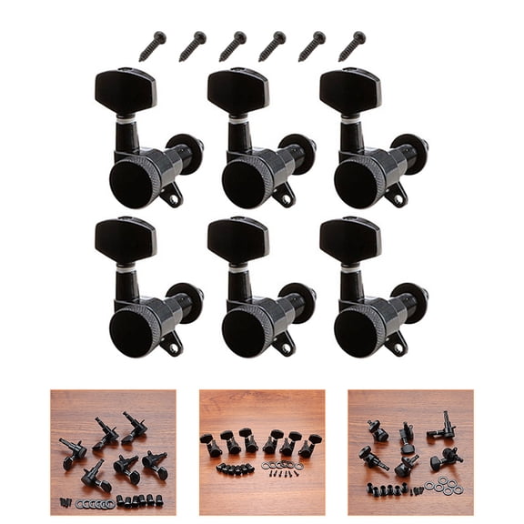 DINHEAROM 1Set Metal Black Guitar Tuning Pegs with Locking Tuning Machine