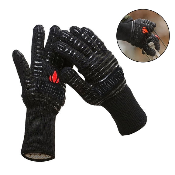 DINHEAROM Silicone Bbq Gloves Insulated Heat Resistant For Home Cooks 1 Pair