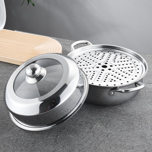 DINHEAROM Silver Steam Pot 1Pack for Dumpling and Food Steaming in the Kitchen