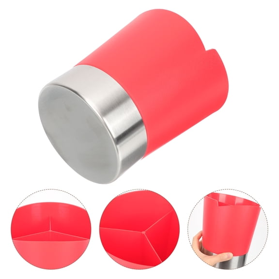 DINHEAROM Straw Container Holder for Households 1Pack Red Square Shape ABS and Stainless Steel