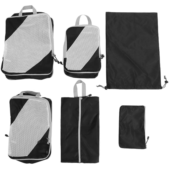 DINHEAROM 6-Piece Travel Packing Cubes Set, Black Compressible Organizers for Suitcase and Luggage Storage