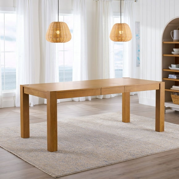 Better Homes & Gardens Bryant Solid Wood Extendable Dining Table, Light Honey Finish