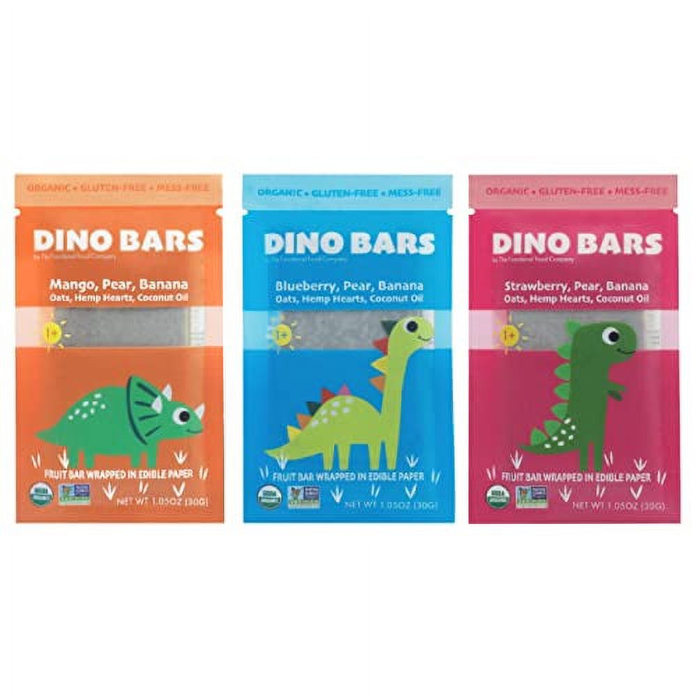 DINO BARS Organic Fruit Bar for Kids 1+ Fruit, Oats, Hemp Hearts