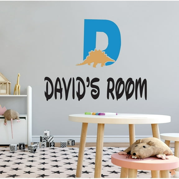 DINO LETTER D - Removable Dinosaur Silhouette Decoration Art Letter D Alphabet Design Kids Bedroom Customized Name Vinyl Home Wall Decal Sticker 10" x 8"