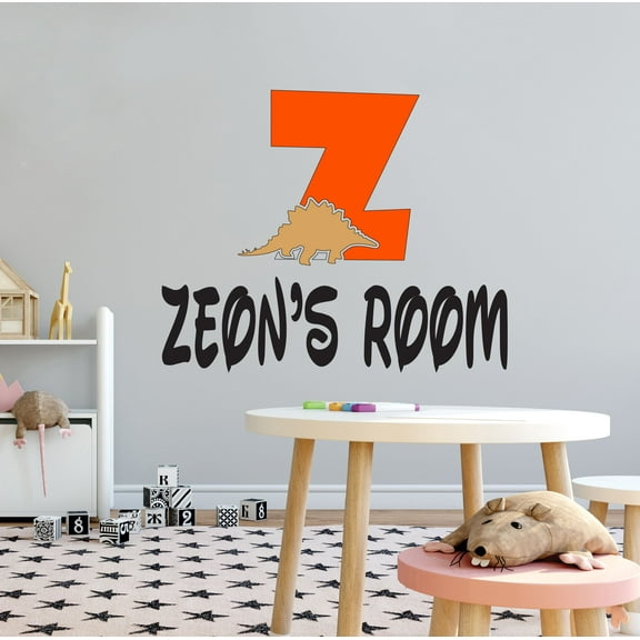 DINO LETTER Z - Removable Kids Bedroom Playroom Jurassic Themed Letter Z Alphabet Personalized Name Decoration Dinosaur Silhouette Design Vinyl Wall Decal Sticker 20" x 16"