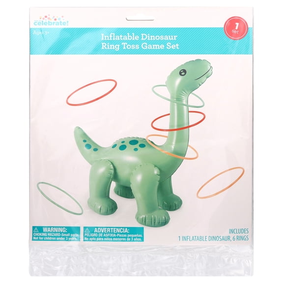 Inflatable Dinosaur Ring Toss Party Game, Multicolor, 7 Pieces, by Way To Celebrate