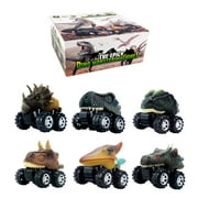 DINOBROS Dinosaur Toys 6 Pack Pull Back Cars Dinosaur Boy Toy Age 3,4,5,6,7 Dino Car T-Rex Games Play Vehicles