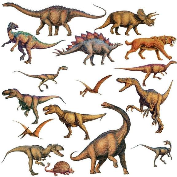 DINOSAURS Peel & Stick 16 Wall Stickers T-Rex Boys Room Decor Wall Decals
