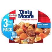 DINTY MOORE Beef Stew, Shelf-Stable, 12 Grams Protein, 9 oz Plastic Microwaveable Tray (3 Pack)