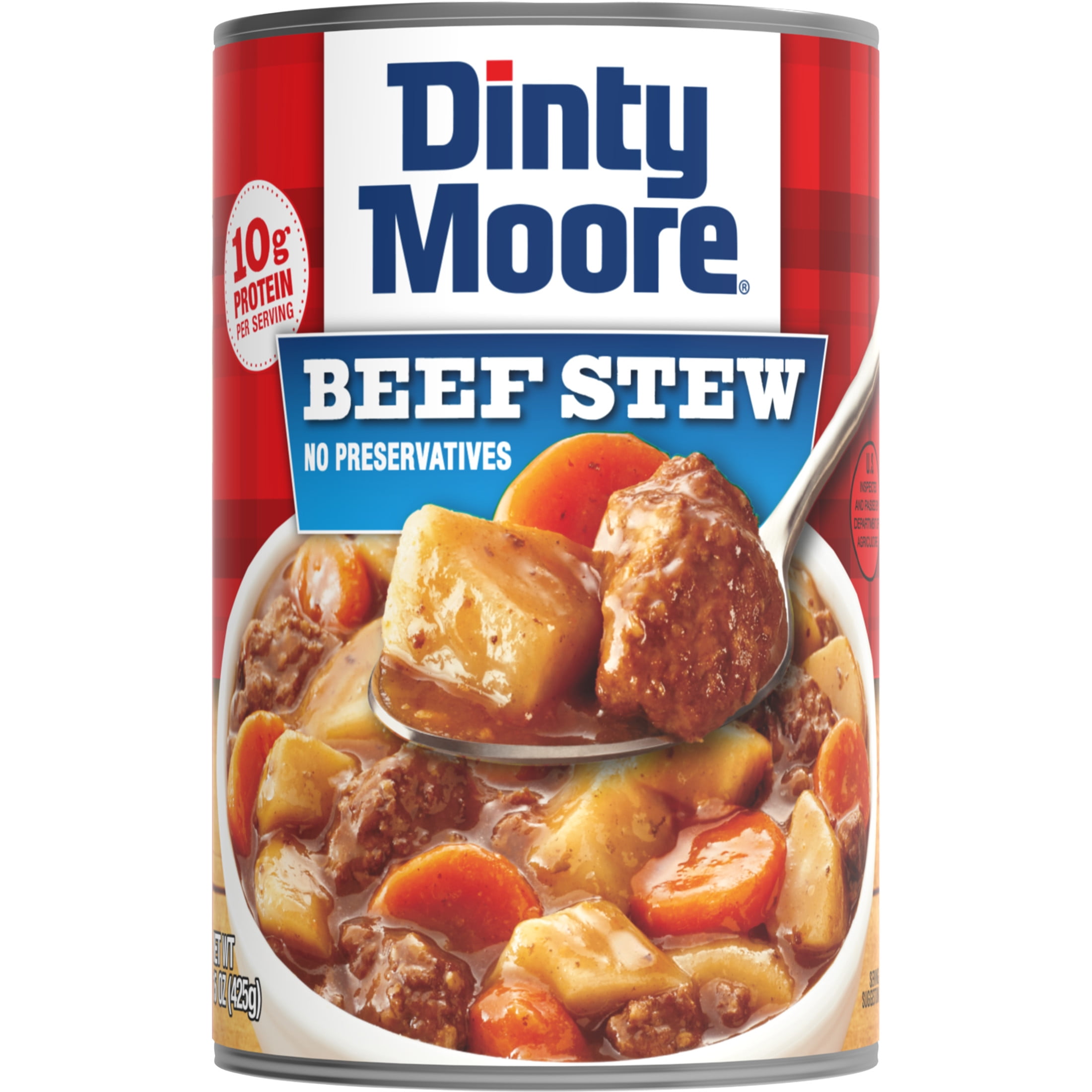 DINTY MOORE Beef Stew with Potatoes & Carrots, Shelf-Stable, 10 grams Protein Per Serving, 15 oz Steel Can