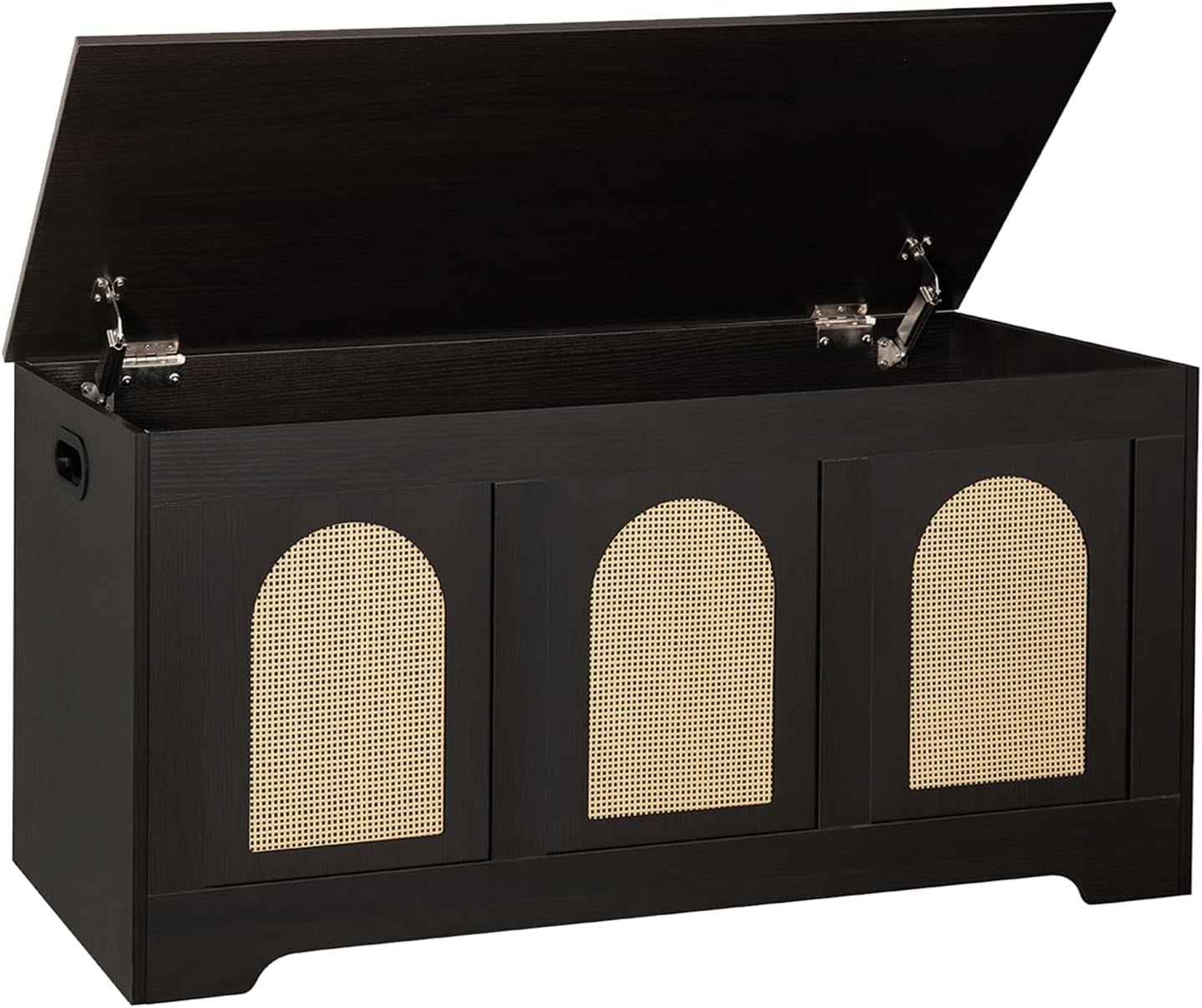 DINZI LVJ Rattan-Style Storage Chest – Wooden Bench With Flip Top Lid, 39.4", For Living Room, Entryway, Bedroom