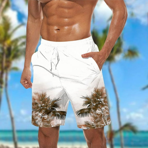 DIOAZUD Big and Tall Swimming Trunks for Men 5 Inch Swim Shorts Hawaiian Board Shorts Summer Bathing Suit Swimwear Drawstring Elastic Waist Beachwear with Pockets