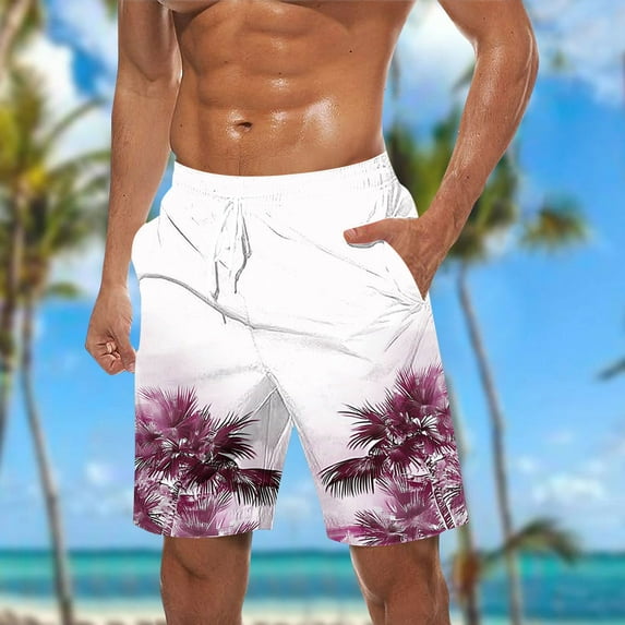 DIOAZUD Big and Tall Swimming Trunks for Men 5 Inch Swim Shorts Hawaiian Board Shorts Summer Bathing Suit Swimwear Drawstring Elastic Waist Beachwear with Pockets
