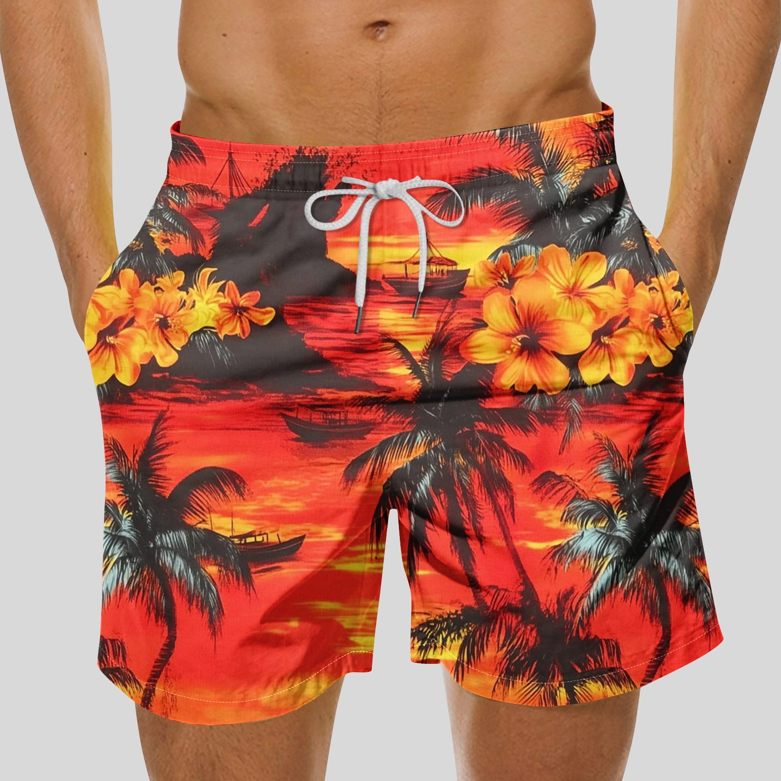 DIOAZUD Big and Tall Tropical Swimming Shorts for Men Hawaiian Swim ...