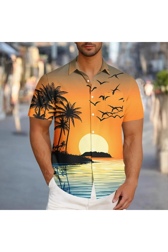 Big and Tall Hawaiian Shirt for Men Tropical Floral Beach Shirts Short Sleeve Casual Button Down Shirt with Pocket