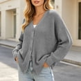thumbnail image 1 of DIOAZUD Cardigan Sweaters for Women Oversized Chunky Knit Button Down V Neck Long Sleeve Lightweight Fall Sweaters Ladies Outerwear Gray S-XXXL, 1 of 8