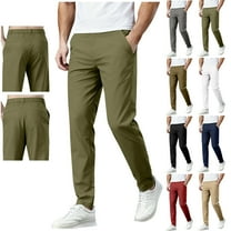 DIOAZUD Men's Casual Work Pants Elastic Waist Straight Leg Pants Solid Color Lightweight Comfy Trousers Outdoor Golf Pant with Pockets