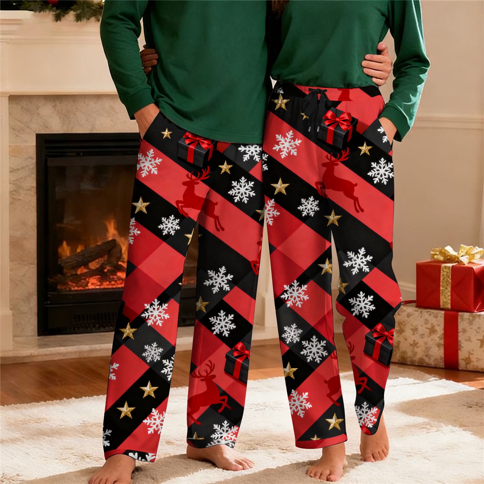 DIOAZUD Men's Christmas Plaid Pajama Pants Holiday Soft Comfy Lounge ...