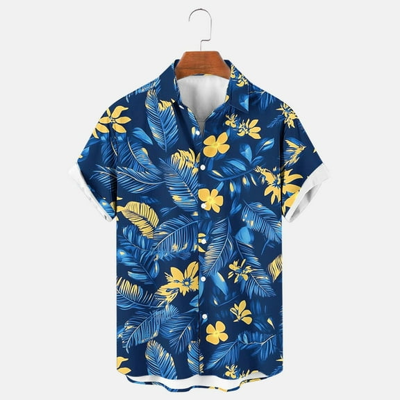 DIOAZUD Men's Hawaiian Shirt Big and Tall Mens Short Sleeve Button Down Shirts Tropical Print Shirts Summer Beach Shirts Tops for Men