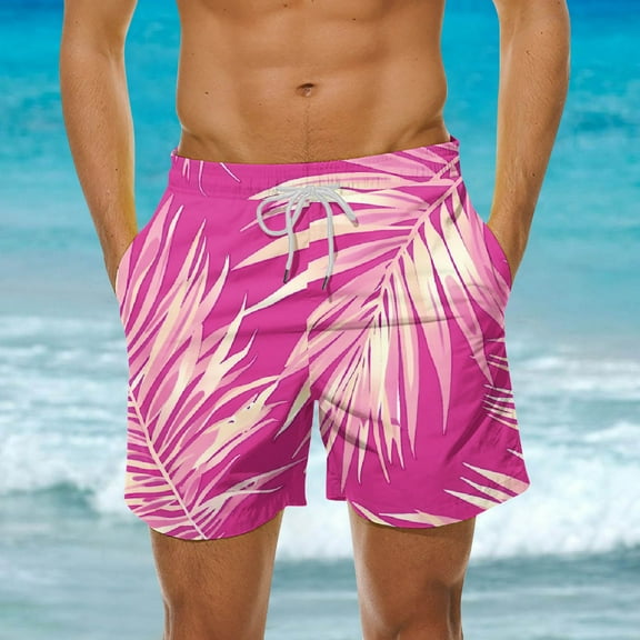 DIOAZUD Men's Swim Trunks 5 Inch Quick Dry Beach Shorts Big and Tall Tropical Swimming Shorts Workout Athletic Shorts Hawaiian Swim Shorts Drawstring Board Shorts with Pockets