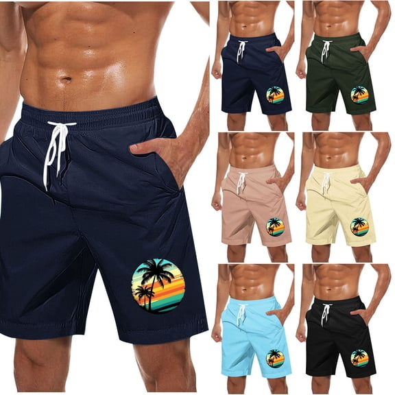 DIOAZUD Men's Swim Trunks Hawaiian Bathing Short Drawstring Waist Big and Tall Beach Shorts with Pockets Summer Casual Holiday Board Shorts