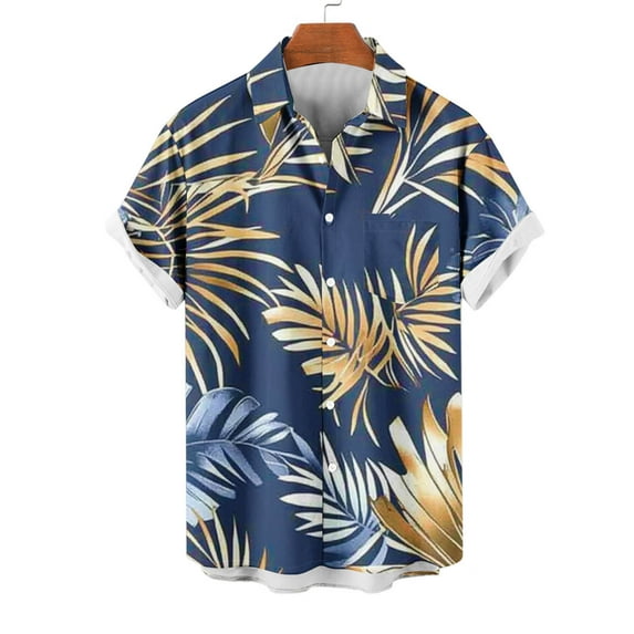 DIOAZUD Mens Big and Tall Shirts,Men's Hawaiian Shirt Short Sleeves Button Down Shirts Tropical Printed Summer Beach Shirts Tops with Pocket