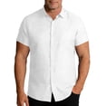 thumbnail image 1 of DIOAZUD Mens Button Down Shirt Linen Short Sleeve Collar Shirts Solid Color Lightweight T-Shirts Loose Fit Casual Summer Tops with Pocket White XXXXL, 1 of 8