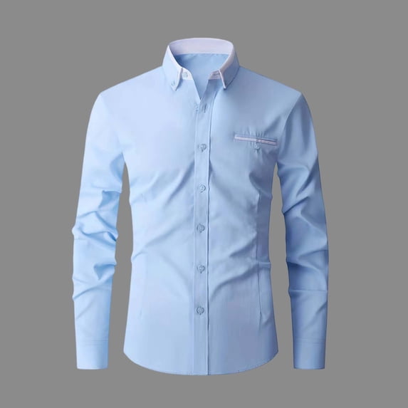 DIOAZUD Mens Dress Shirts with Pocket Long Sleeve Button up Shirt Loose Fit Collar Business Casual Button Down Shirts