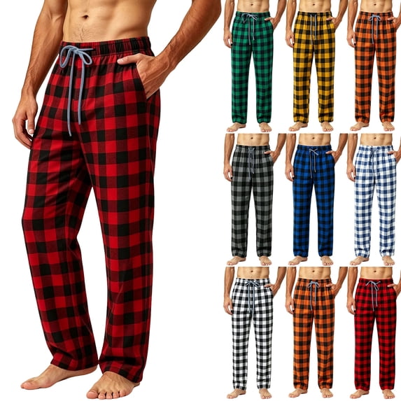 DIOAZUD Mens Pajama Pants Classic Buffalo Plaid Sleep Pants Drawstring Elastic Waist Soft Lounge Sleepwear with Pockets