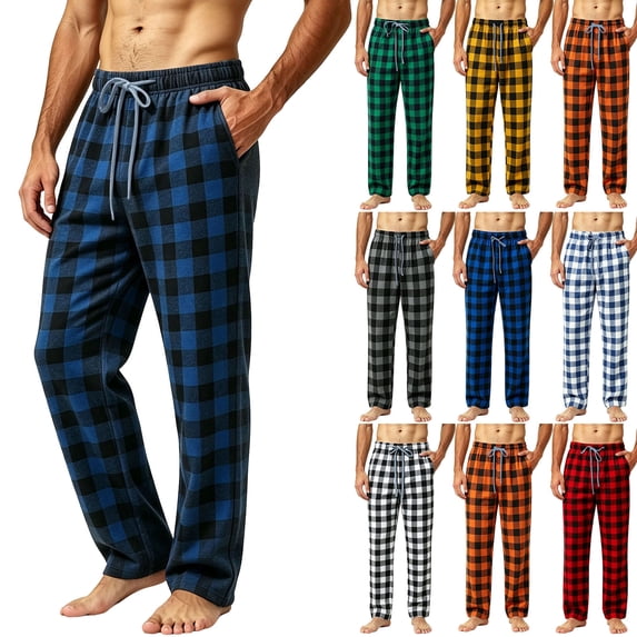 DIOAZUD Mens Pajama Pants Classic Buffalo Plaid Sleep Pants Drawstring Elastic Waist Soft Lounge Sleepwear with Pockets