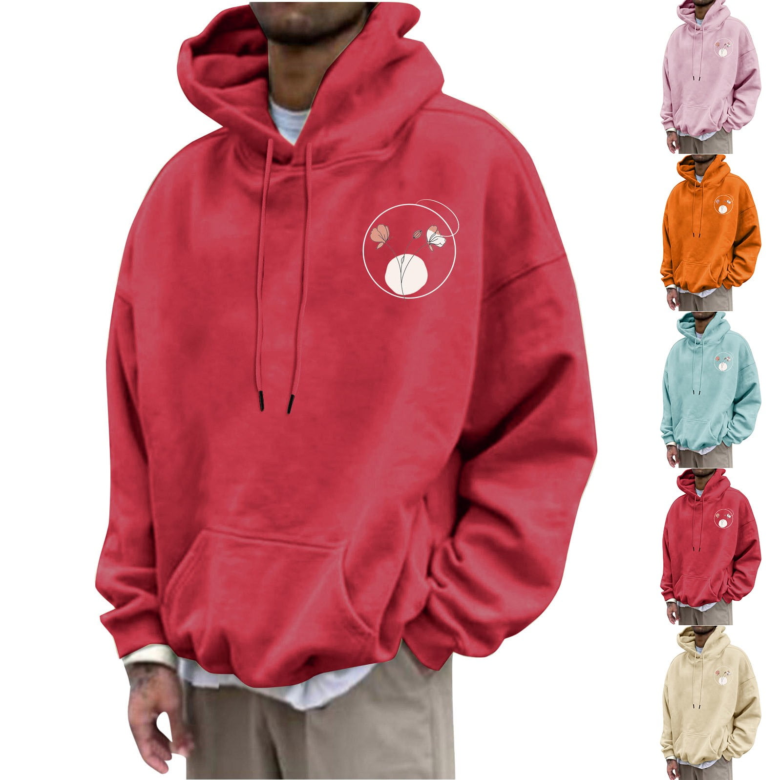 DIOAZUD Mens Pullover Hoodies Men's Athletic Hooded Sweatshirt with ...