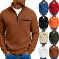 thumbnail image 1 of DIOAZUD Mens Quarter Zip Pullover Waffle Long Sleeve Tops Solid Color Stand Collar Sweatshirt Big and Tall Casual Pullovers Tops, 1 of 7