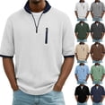 thumbnail image 1 of DIOAZUD Mens Quarter Zip up Pullover Shirts Waffle Collared Short Sleeve T-Shirts Summer Lightweight Loose Fit Shirt Dark Gray L, 1 of 8