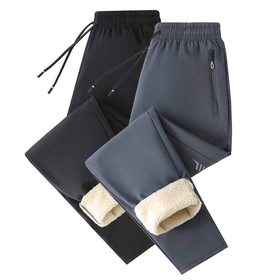 DIOAZUD Mens Sweatpants Winter Sherpa Fleece Lined Trousers Active Running Lightweight Sweatpant Solid Casual Pants with Zipper Pockets
