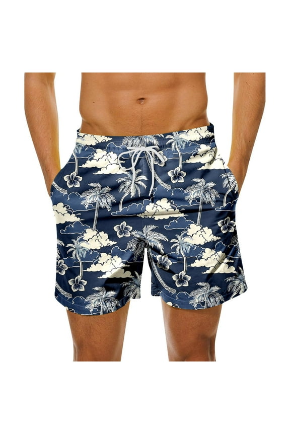 Mens Tropical Shorts Big and Tall Quick Dry Swim Trunks Summer Hawaiian Beach Shorts with Pockets Comfy Drawstring Elastic Waisted Board Shorts