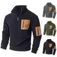 thumbnail image 1 of DIOAZUD Quarter Zip Pullover Men Lightweight Fleece Stand Collar Sweatshirt Solid Long Sleeve Sweatshirts with Pockets, 1 of 7