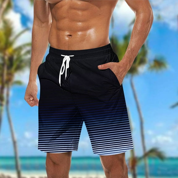 DIOAZUD Summer Big and Tall Swimming Shorts Mens Hawaiian Beach Swim Trunks Casual Elastic Waist Drawstring Bathing Suit Tropical Palm Tree Print Swimsuit Shorts with Pockets