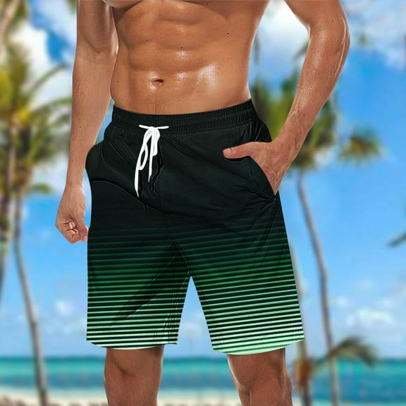 DIOAZUD Summer Big and Tall Swimming Shorts Mens Hawaiian Beach Swim Trunks Casual Elastic Waist Drawstring Bathing Suit Tropical Palm Tree Print Swimsuit Shorts with Pockets