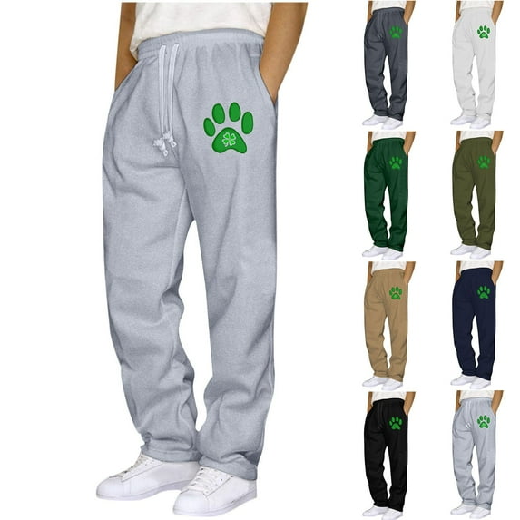 DIOAZUD Sweatpants for Men Open Bottom Sweatpant Funny St Paddy's Day Graphic Sweat Pants Big and Tall Trousers Casual Workout Pants