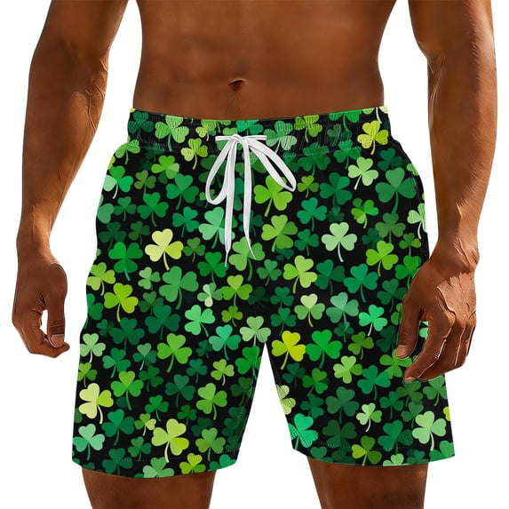 DIOAZUD Swim Shorts Men Big and Tall St Patricks Day Swimming Trunks Lightweight Quick Dry Vacation Board Shorts with Pockets