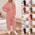 thumbnail image 1 of DIOAZUD Women's Fuzzy Fleece Onesie Pajamas with Pockets Hooded Zip up Sleepwear Jumpsuit with Pockets Cozy Lounge Wear, 1 of 7
