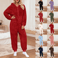 thumbnail image 1 of DIOAZUD Women's Fuzzy Fleece Onesie Pajamas with Pockets Hooded Zip up Sleepwear Jumpsuit with Pockets Cozy Lounge Wear, 1 of 7