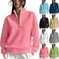 thumbnail image 1 of DIOAZUD Women's Half Zip Sweatshirt Stand Collar Long Sleeve Pullover No Pockets Cozy Casual Fall Winter Everyday Top for Women Navy S-XXL, 1 of 8