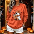 thumbnail image 1 of DIOAZUD Women's Halloween Sweatshirt Cute Funny Spooky Crewneck Long Sleeve Fall Tops Graphic Pullover Sweatshirts Pumpkin Patch Outfit, 1 of 8
