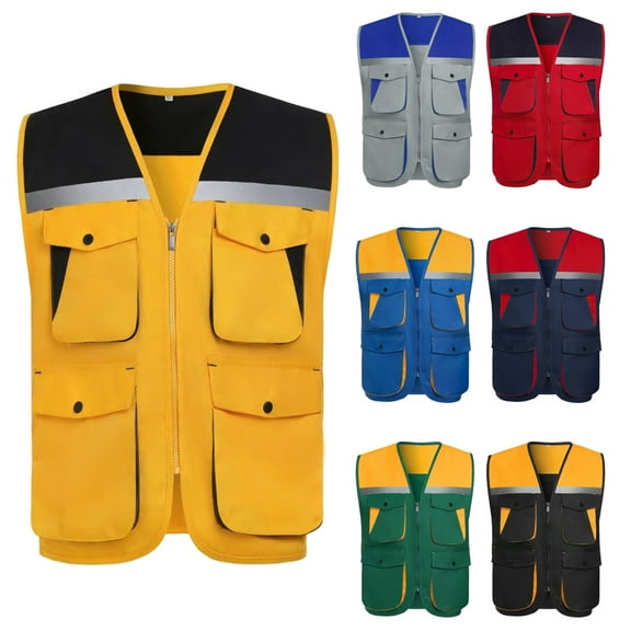 DIOAZUD Women's Hi Vis Reflective Safety Vest Summer Fishing Hiking Safari Cargo Vests Outdoor Utility Vest for Men Women